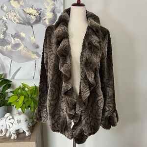 Dark Fairy Faux Fur Ruffle Jacket Woodland Gothic Fairycore Cozy Boho Whimsigoth